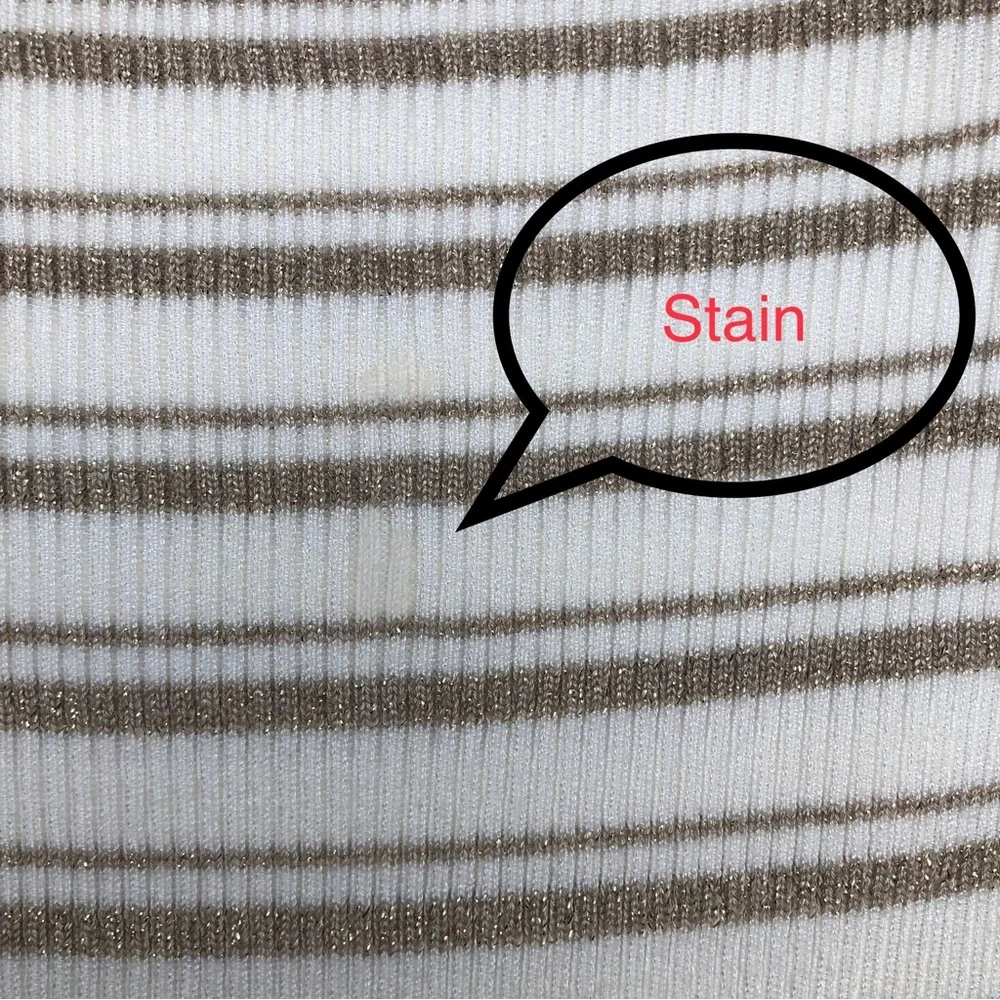 White House Black Market Boat Neck Peplum Hem Metallic Thread Stripped Sweater - Picture 11 of 11